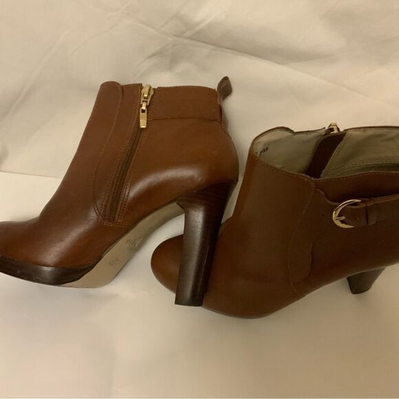 Neiman Marcus SPENCER Brazil BROWN LEATHER Heels BOOTIES Boots BUCKLE eur 38 - Picture 6 of 12